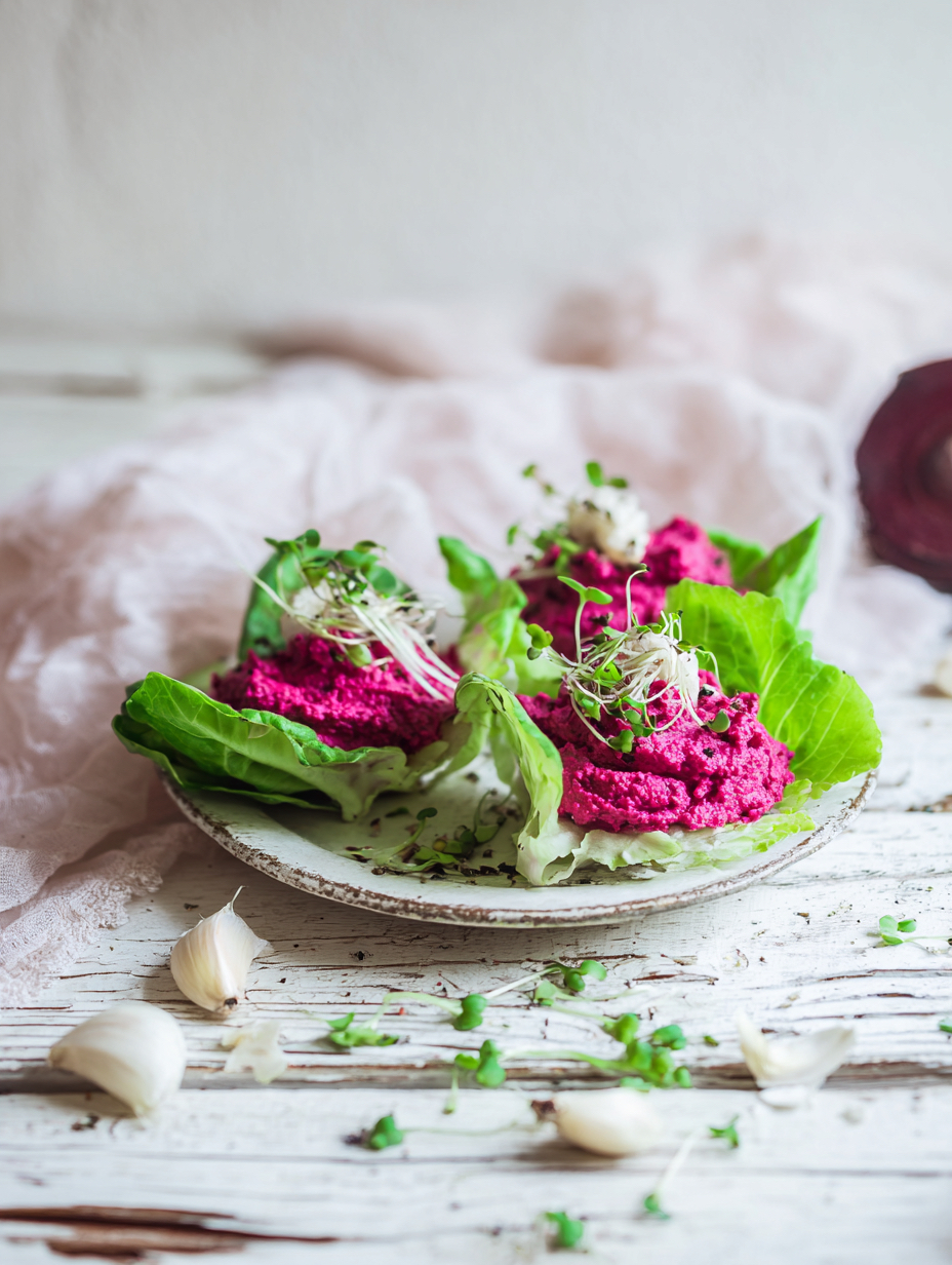 Beet Hummus Iceberg Cups – Perfect for Weight Release