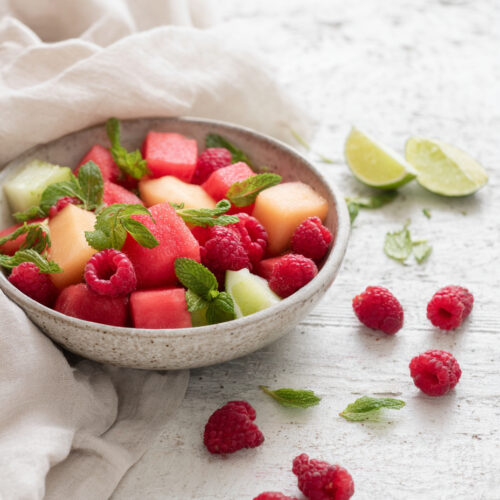Watermelon melon mint salad